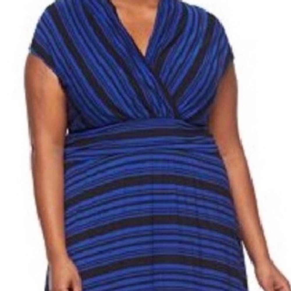 Blue Striped high-low Maxi Dress